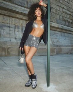 RHINESTONE BIKINI TOP BLACK -Cheap Boots And Beyond Store 15 SM FALL 22 GIORGINA RHINETSONE 109 R1