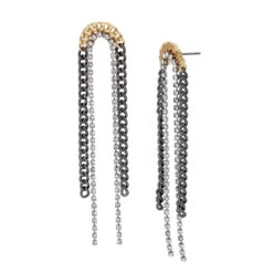 ARCHED CHAIN LINEAR EARRINGS MULTI