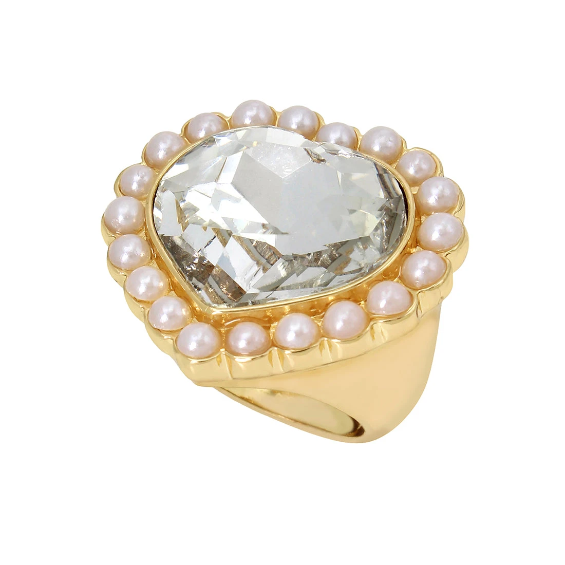 PEARL HEART COCKTAIL RING IVORY 2 PEARL HEART COCKTAIL RING IVORY - Image 2