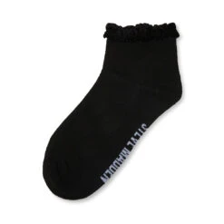 VELVET RUFFLE ANKLET SOCK BLACK