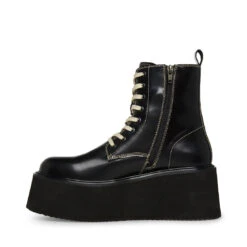 LAZER BLACK/WHITE LEATHER -Cheap Boots And Beyond Store STEVEMADDEN SHOES LAZER BOX LEATHER INSIDE