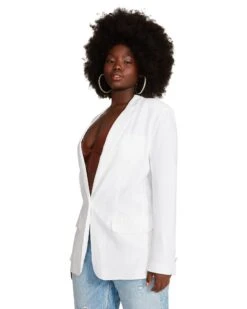 LINEN ON THE EDGE BLAZER WHITE -Cheap Boots And Beyond Store STEVEMADDEN APPAREL BM202672 WHITE 05