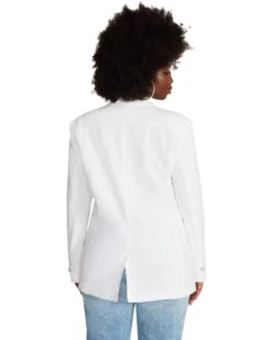 LINEN ON THE EDGE BLAZER WHITE -Cheap Boots And Beyond Store STEVEMADDEN APPAREL BM202672 WHITE 06