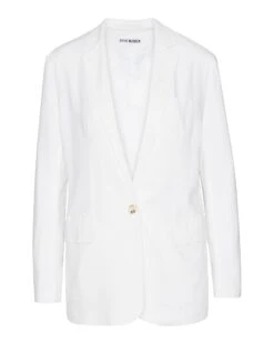 LINEN ON THE EDGE BLAZER WHITE -Cheap Boots And Beyond Store STEVEMADDEN APPAREL BM202672 WHITE GHOST