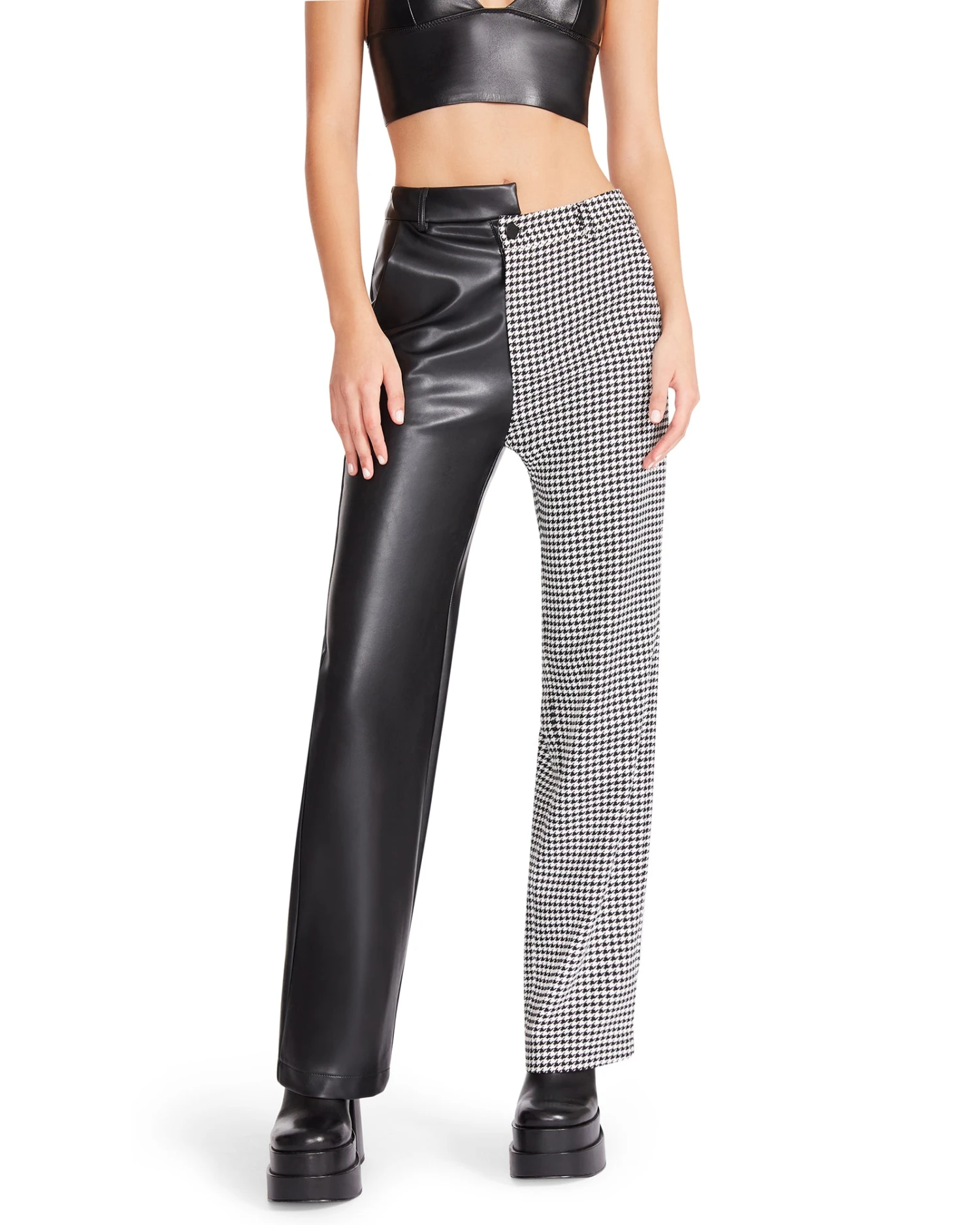 MACKENZIE HOUNDSTOOTH PANT WHITE 4 MACKENZIE HOUNDSTOOTH PANT WHITE - Image 4