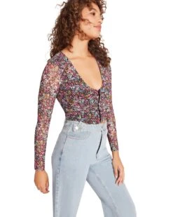 LUNA FLORAL TOP PINK -Cheap Boots And Beyond Store STEVEMADDEN APPAREL BM305740 MULTI 05
