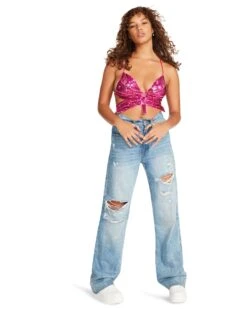 KIA TOP HOT PINK -Cheap Boots And Beyond Store STEVEMADDEN APPAREL BM404626 HOT PINK 01