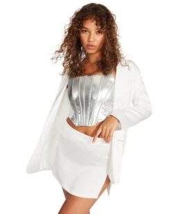 CAMERON SKIRT WHITE SATIN -Cheap Boots And Beyond Store STEVEMADDEN APPAREL BM409735 WHITE 03