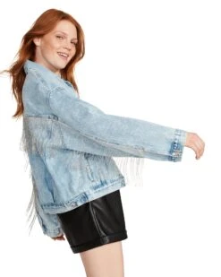 SIENNA DENIM JACKET RHINESTONES -Cheap Boots And Beyond Store STEVEMADDEN APPAREL BN102888 DENIM 12