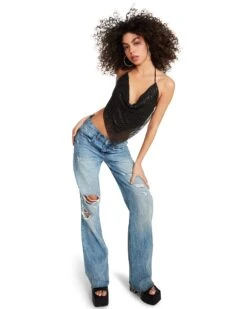 BARELY THERE RHINESTONE HALTER BLACK -Cheap Boots And Beyond Store STEVEMADDEN APPAREL RTW0063 BLACK 04 1