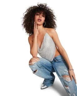 BARELY THERE RHINESTONE HALTER SILVER -Cheap Boots And Beyond Store STEVEMADDEN APPAREL RTW0063 RHINESTONE 03 1