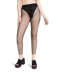 MESH RHINESTONE PANTS BLACK -Cheap Boots And Beyond Store STEVEMADDEN APPAREL RTW0216 BLACK 03