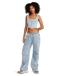 PIA PARACHUTE PANT DENIM FABRIC -Cheap Boots And Beyond Store STEVEMADDEN APPAREL RTW0326 DENIM 07