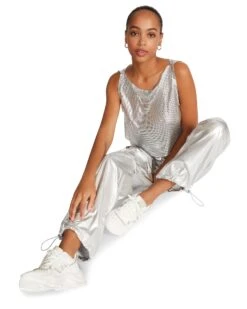 PIA PARACHUTE PANT SILVER -Cheap Boots And Beyond Store STEVEMADDEN APPAREL RTW0326 SILVER 02