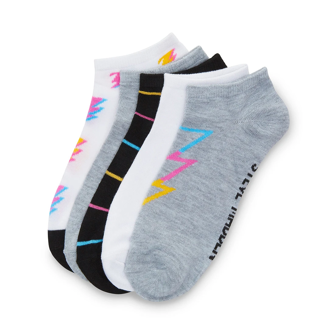 LIGHTNING BOLT LOW CUT SOCKS GREY MULTI 1 LIGHTNING BOLT LOW CUT SOCKS GREY MULTI